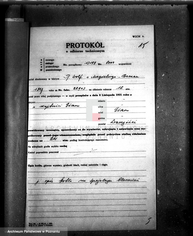 Obraz 19 z jednostki "Majętność Górzno, pow. leszczyński, własność K. Mueller nr woj. kotła 6003"