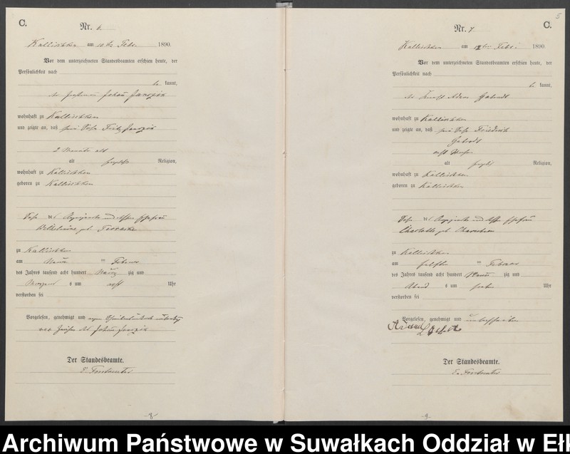 image.from.unit.number "Sterbe-Haupt-Register des Königlichen Preussischen Standes-Amtes Kallischken Kreis Johannisburg"