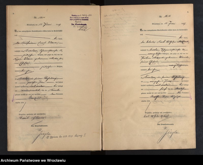 image.from.unit.number "Geburts-Haupt-Register Breslau I 1907 Band 5"