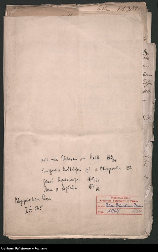 Obraz 2 z jednostki "A. betr. Valerian von Reutt, Stud. med. Freifrau von Richthofen geboren von Odjezierska, Josef Rogalewicz und Marie von Rogucka"