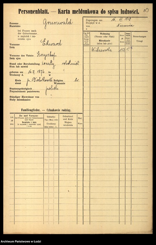Obraz 12 z jednostki "[Spis ludności Łodzi] Grünwald - Grużewski"