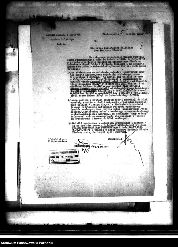 Obraz 12 z jednostki "Regulacja hipoteczna scalonych gruntów miasta Kłodawa powiatu kaliskiego"