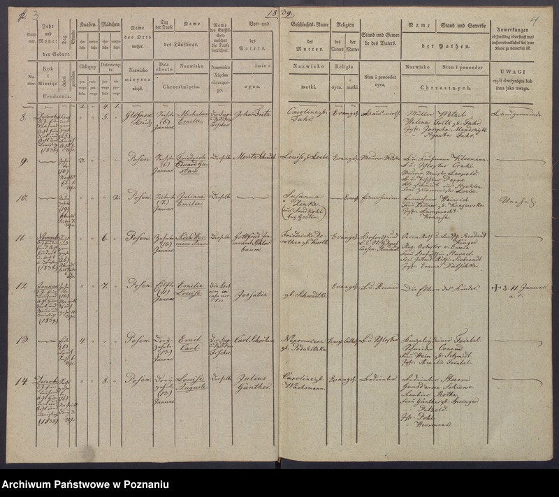 Obraz 5 z jednostki "[Akta urodzeń i chrztów, zgonów i pogrzebów, zapowiedzi i ślubów]"