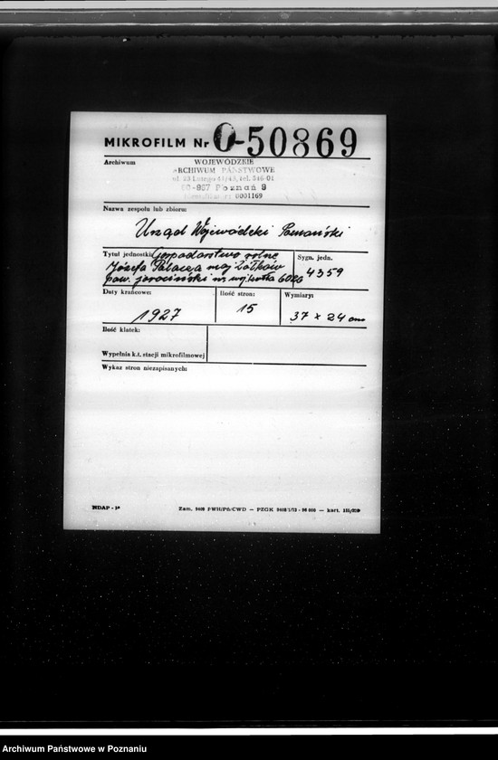 Obraz 2 z jednostki "Gospodarstwo rolne Józefa Palacza, maj. Żółków pow. jarociński nr woj. kotła 6026"