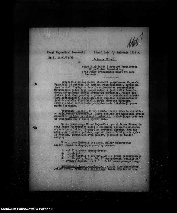 image.from.unit.number "/Likwidacja handlu okrężnego - tajne, zarządzenie/"