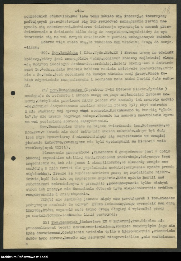 Obraz 19 z jednostki "Sprawozdanie [protokoły i rezolucje] z zebrań [oraz wykaz wojewódzkiego] aktywu partyjnego"