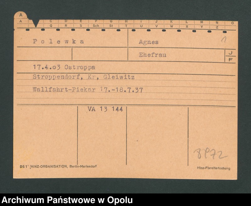 Obraz 3 z jednostki "[Polewka Agnes, ur. 17.04.1903 Ostroppa]"