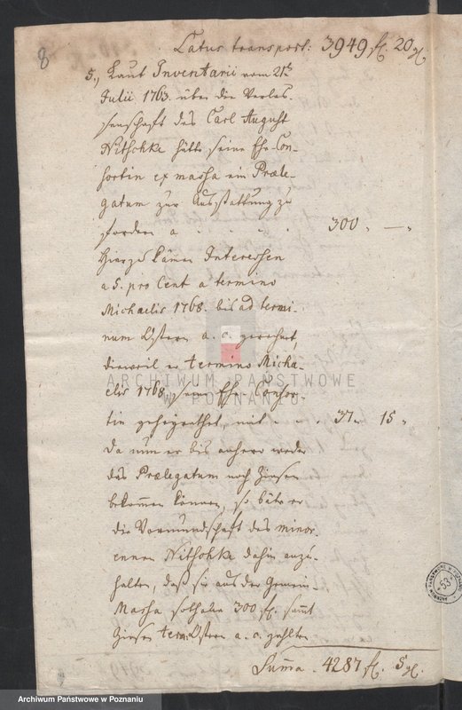 image.from.unit.number "Rekwizycje władz miasta Winska (Winzig) w sprawie: 1. zamożności chirurga Hellinda, 2. zaświadczenia dla dzieci po zmarłym Janie Fryderyku Trauwaldzie; język niemiecki"