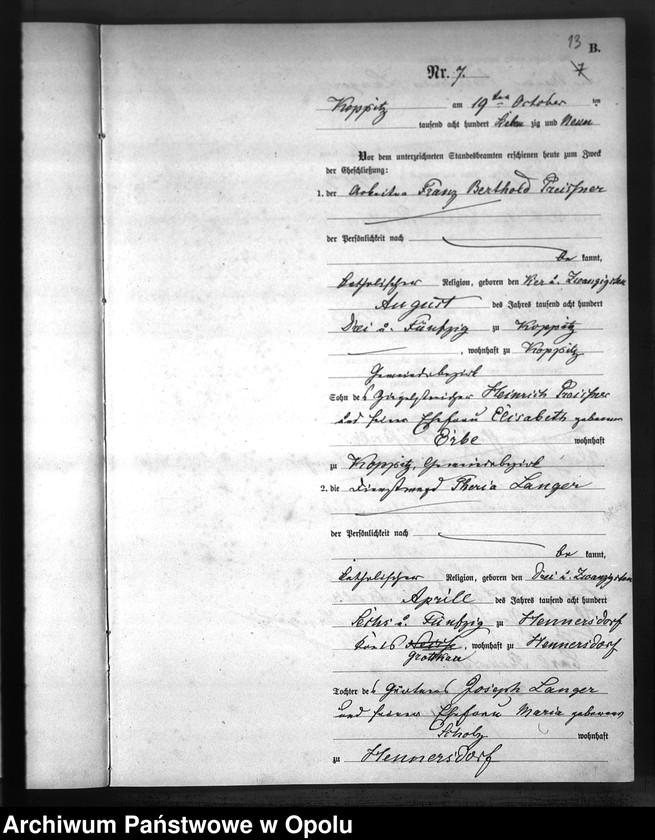 Obraz 16 z jednostki "USC Kopice. Księga akt małżeństw rok 1879"