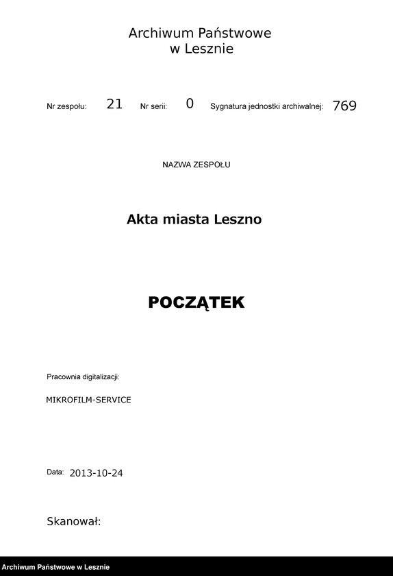 Obraz 2 z jednostki "[Informacja w sprawie miasta Leszna z Dominium]"