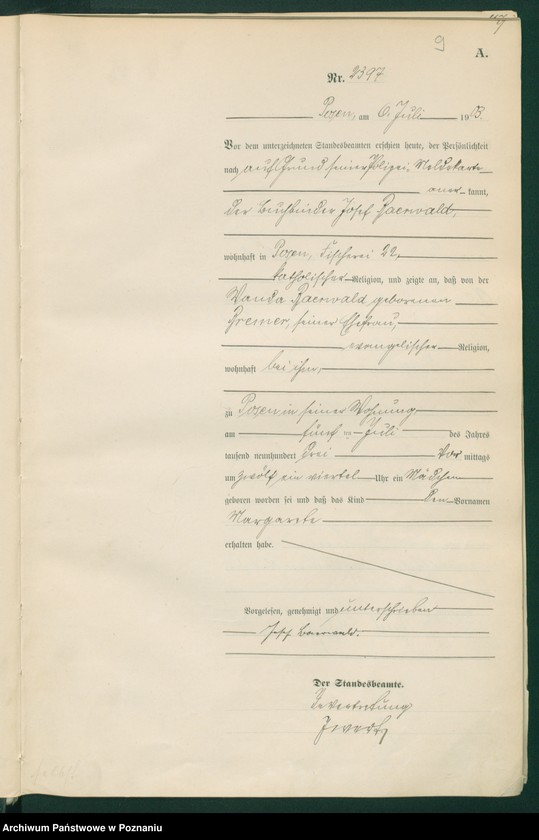 Obraz 9 z jednostki "Księga urodzeń tom V"