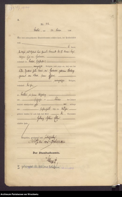 image.from.unit.number "Geburts-Haupt-Register Breslau IV 1910 Band 2"