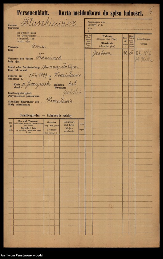 Obraz 7 z jednostki "[Spis ludności Łodzi] Błaszek - Bochenek"
