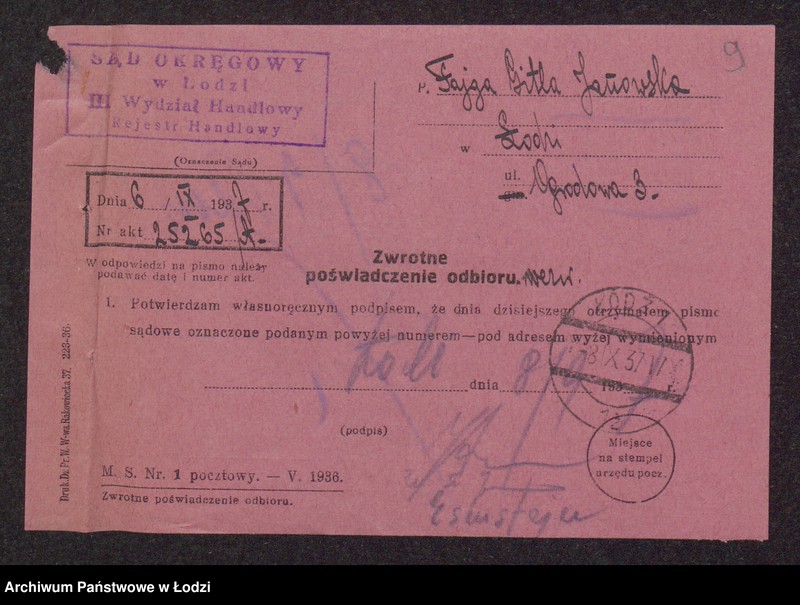 Obraz 11 z jednostki "Szlama Janowski- sprzedaż manufaktury bawełnianej"