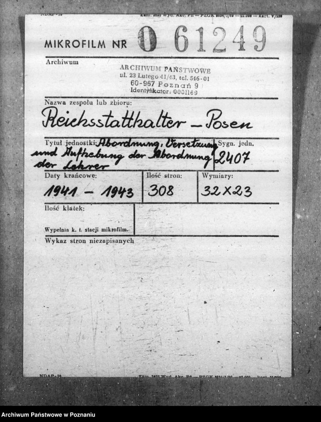 Obraz 2 z jednostki "Abordnung, Versetzung und Aufhebung der Abordnung der Lehrer"