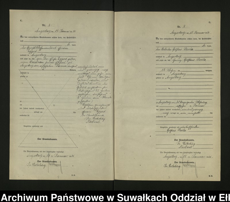 image.from.unit.number "[Sterbe - Register (Neben - Register) Standesamt Angerburg einschl. der Bezirke Gross Strengeln, Kehlen und Prinowen]"