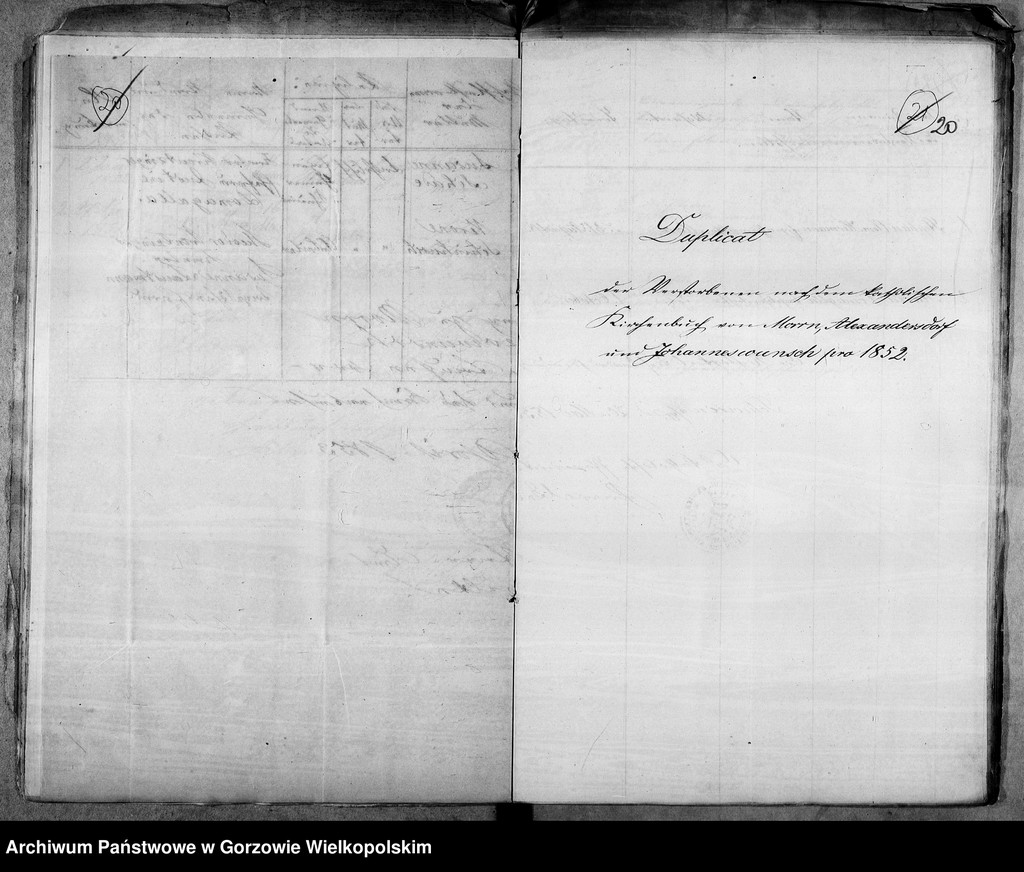 image.from.unit.number "Duplikate der Kirchenbücher über die katholischen Einwohner von: Morrn (Murzynowo), Alexandersdorf (Gościnowo), Johanneswunsch (Dobrojewo)"