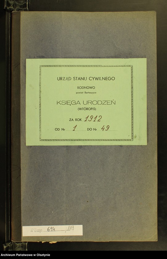 image.from.unit.number "Geburts-Neben-Register Nr 1 - 49 [Księga urodzeń - wtóropis ]"