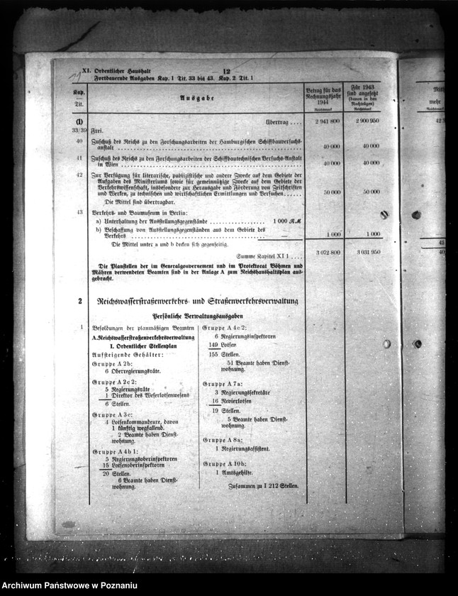Obraz 15 z jednostki "Haushalt des Reichsverkehrsministeriums für des Rechnungsjahr 1944"