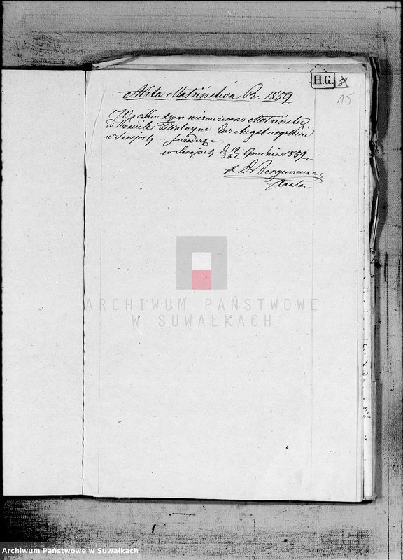 image.from.unit.number "Duplikat aktów urodzenia, małżeństw i zejścia z Filiału Ewangelicko- Augsburgskiego w Serejach za rok 1859"