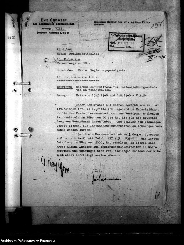 Obraz 19 z jednostki "Reichszuschüsse für Instandsetzungs - und Wohnräumen in den Grenzgebieten"