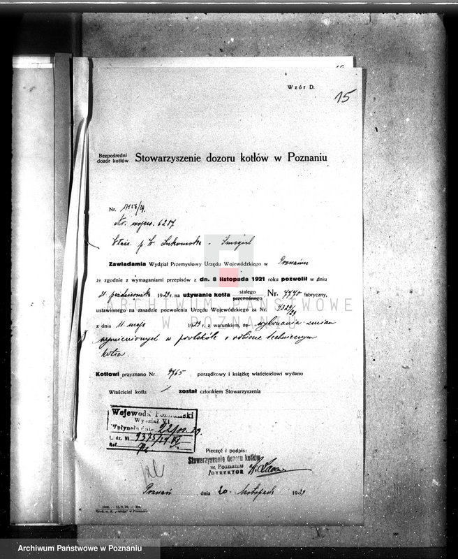 Obraz 19 z jednostki "Tartak w Śmiglu pow. kościański, własność W. Łukomskiego nadzór nad kotłem parowym"