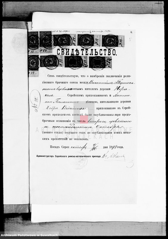 image.from.unit.number "Kniga Dokumentov k knige Brakosočetavšichsja Vejsejskogo R. K. Prichoda za 1899 god"