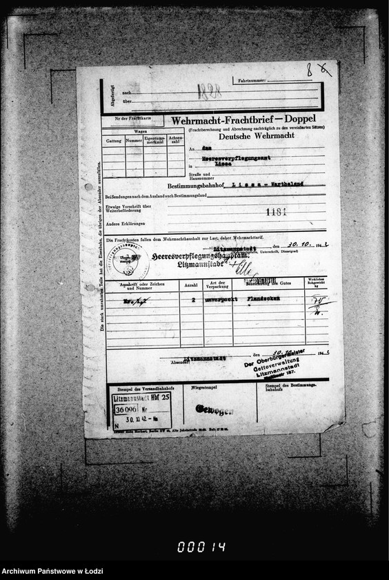 Obraz 13 z jednostki "Frachtbriefe doppel einige Ausgang vom 1301-1825a. [Wtórniki listów przewozowych]"
