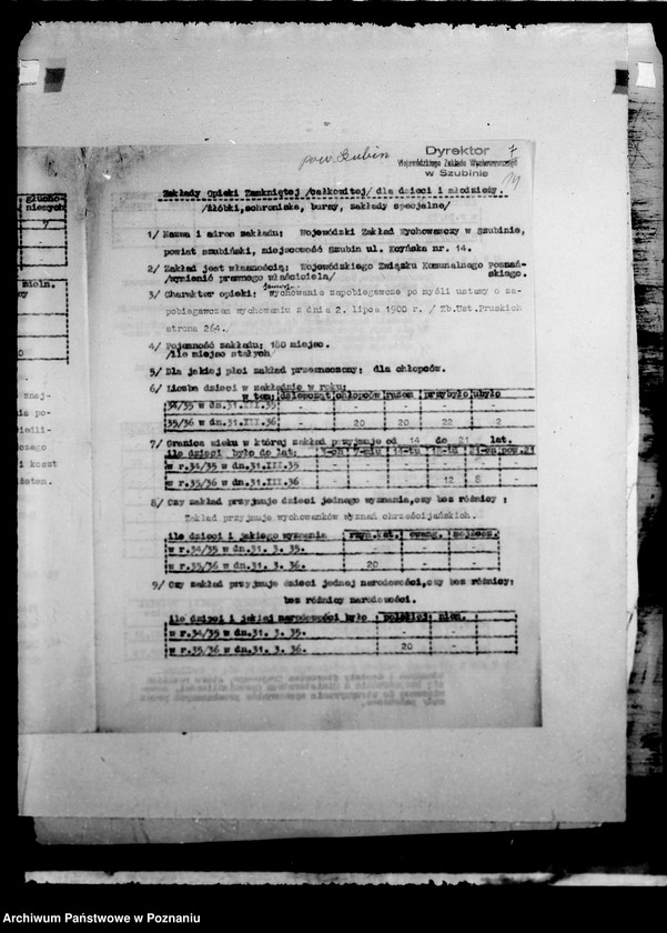 Obraz 18 z jednostki "/Zakłady specjalne/ wykazy"