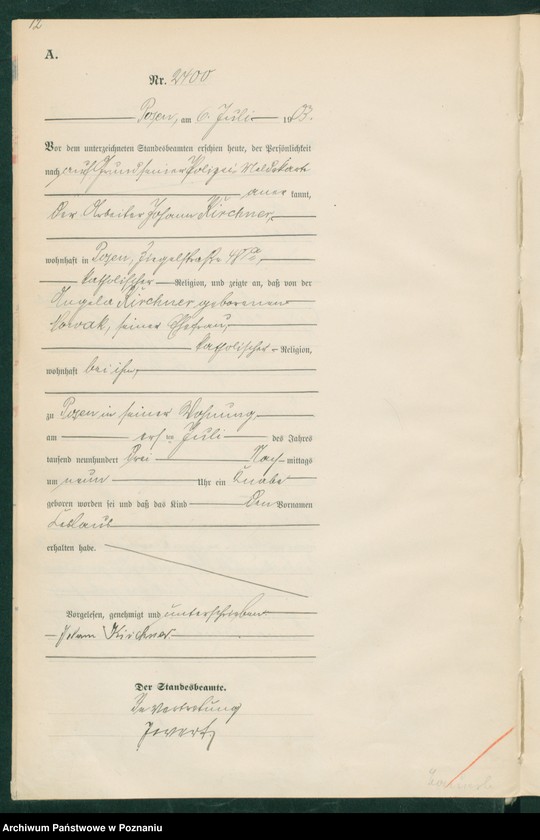 Obraz 12 z jednostki "Księga urodzeń tom V"