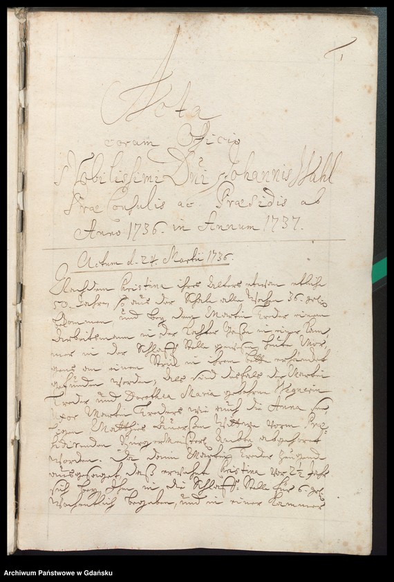 image.from.unit.number "Acta coram Officio […] Johannis Wahl Praeconsulis ac Praesidis [24.III.1736-20.III.1737] Acta Johannis Wahl ac Fisci Administratoris [24.III.1736-18.III.1737] /2 indeksy/"
