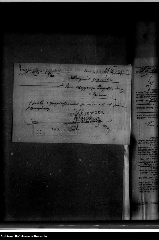 Obraz 8 z jednostki "Zatwierdzenie zakładu przemysłowego /urządzenia dźwigu/ Bystrzyckiego w Orzechowie Zjednoczone Fabryki Przeróbki Drzewa"