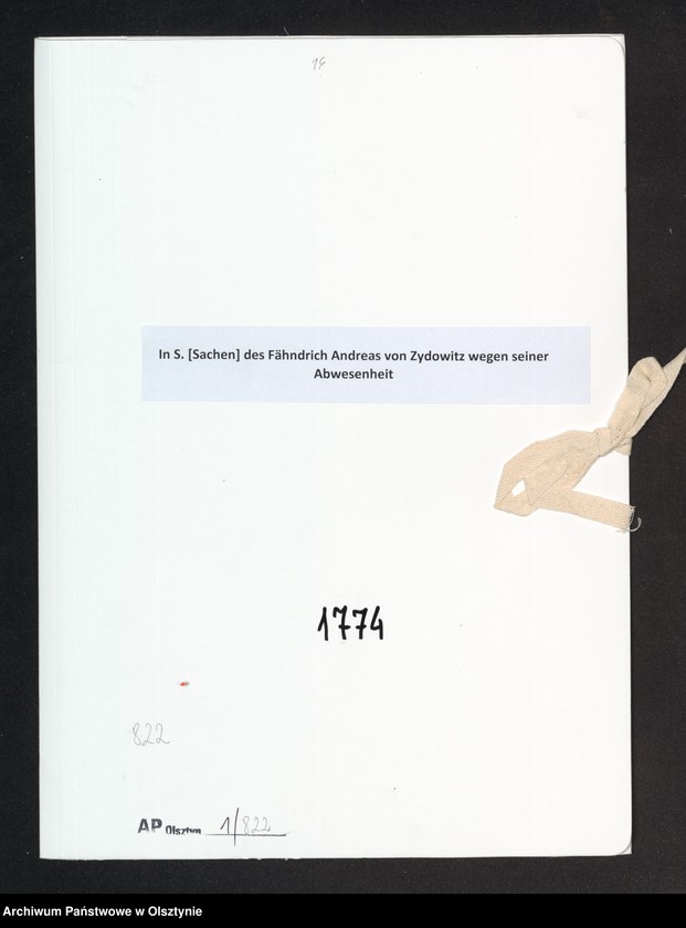 image.from.unit.number "In S. [Sachen] des Fähndrich Andreas von Zydowitz wegen seiner Abwesenheit"