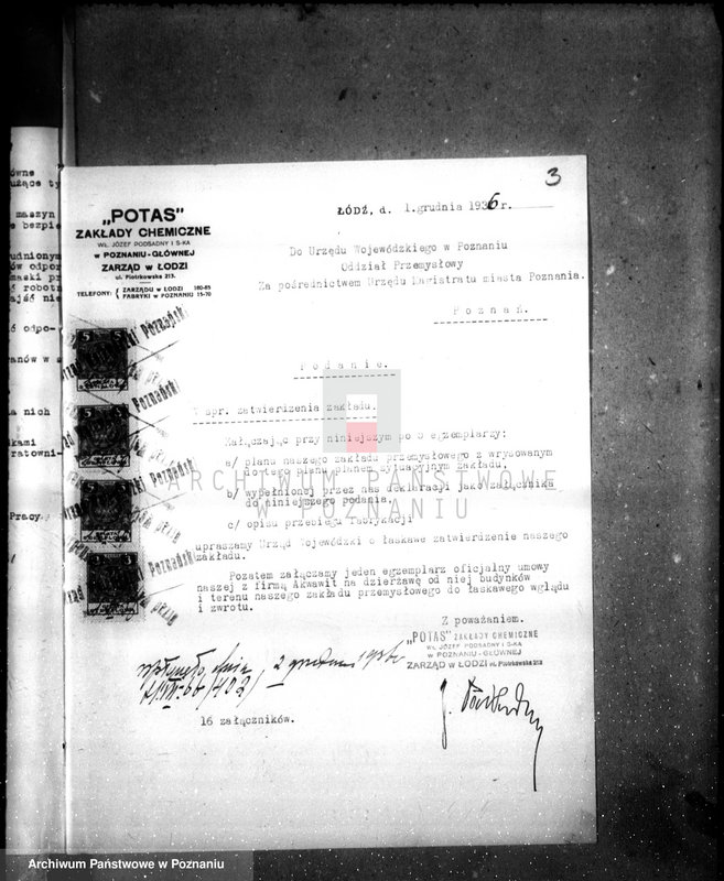 image.from.unit.number "Zatwierdzenie zakładu przemysłowego /zakłady chemiczne Firma Potas w Poznaniu/"