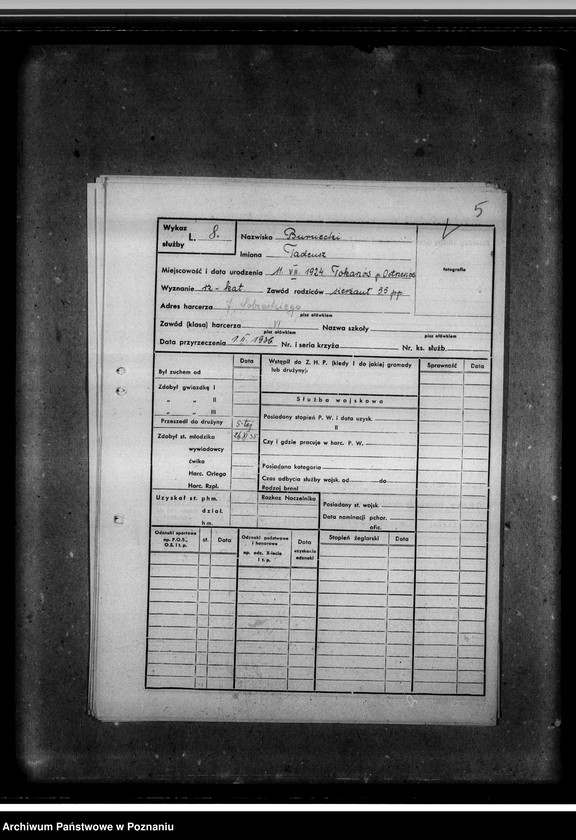 Obraz 9 z jednostki "Karty ewidencyjne harcerzy 5- tej Drużyny Harcerskiej im. Stasia Tarkowskiego"
