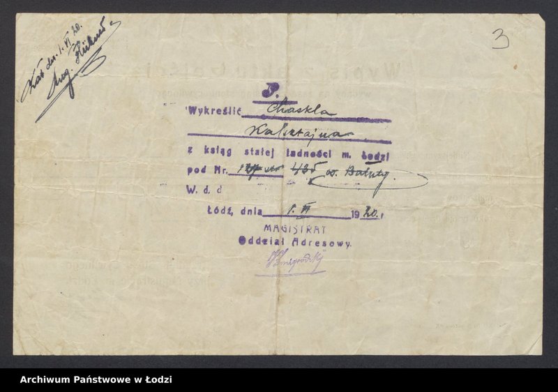 Obraz 4 z jednostki "Dowody metrykalne stałych mieszkańców osady Bałuty nr domu 127-135"