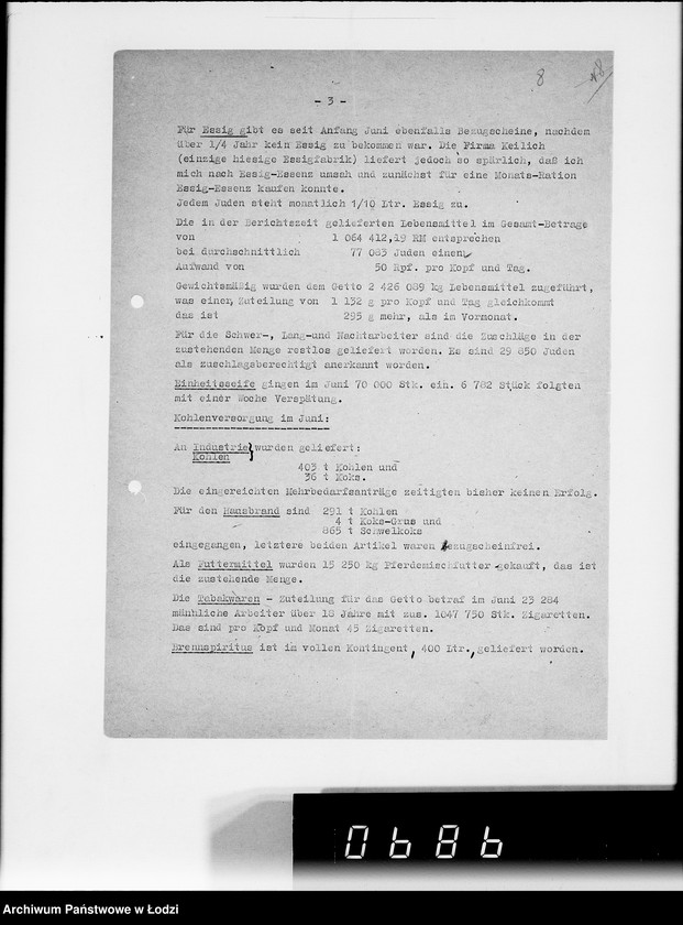 Obraz 12 z jednostki "Aktennotizen und Berichte [dotyczące spraw ogólnych Getta w Łodzi oraz jego utworzenia]"