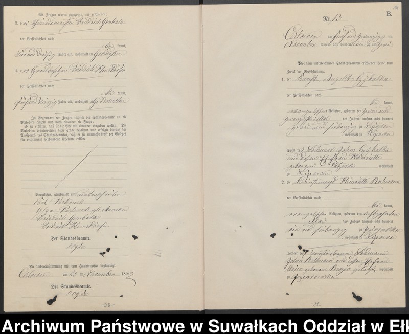 image.from.unit.number "Heiraths-Neben-Register des Preussischen Standes-Amtes Orlowen Kreis Loetzen für das Jahr 1892"