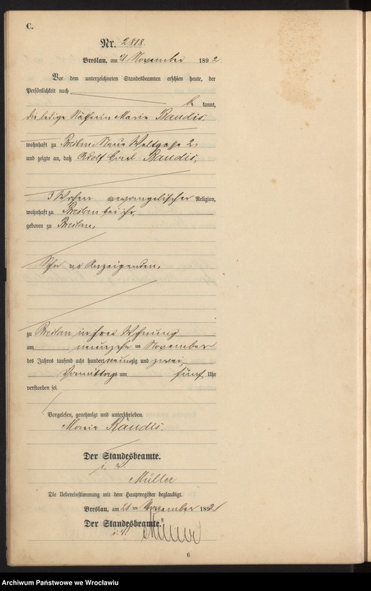 image.from.unit.number "Sterbe-Neben-Register Breslau I 1892 Band 8"