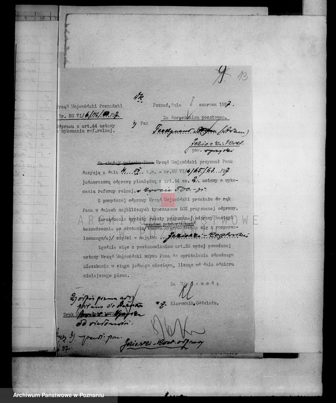 Obraz 17 z jednostki "Jeziorki-Kosztowskie odprawy z art.. 44 ustawy o wykonaniu reformy rolnej"