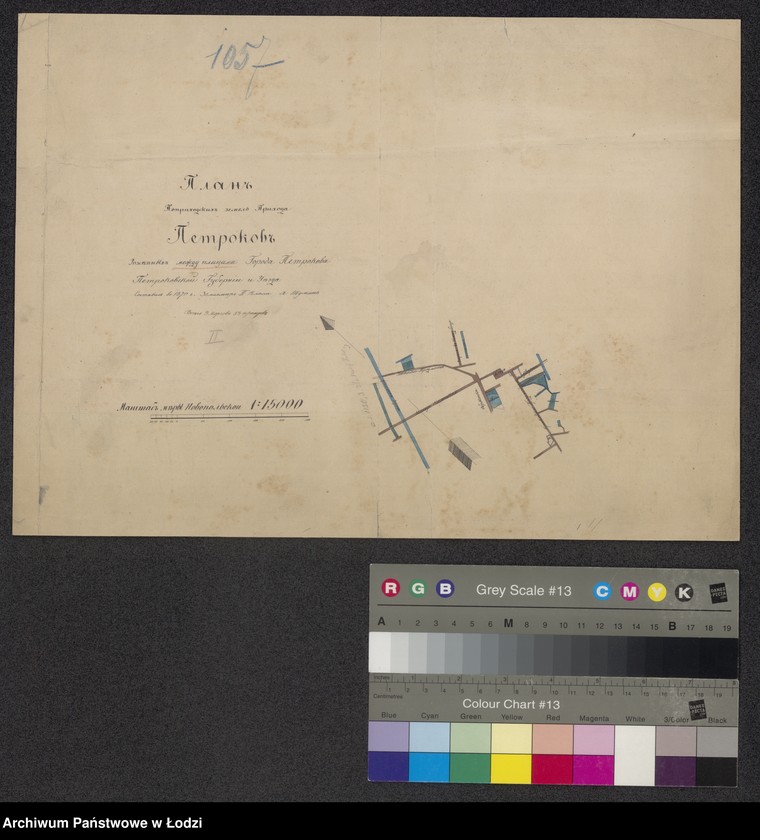 Obraz 1 z jednostki "Plan´ Poprichodskich zemel´ Prichoda Petrokov rozsiejanych meždu placami Goroda Petrokova ..."