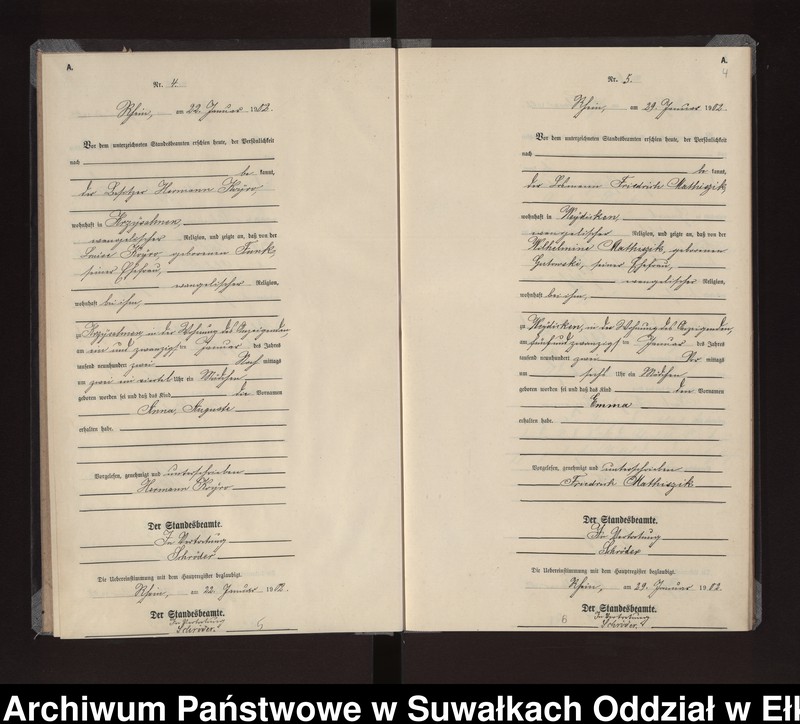 Obraz 7 z jednostki "Geburts-Neben-Register des Königlichen Preussischen Standes-Amtes Gneist Kreis Loetzen"