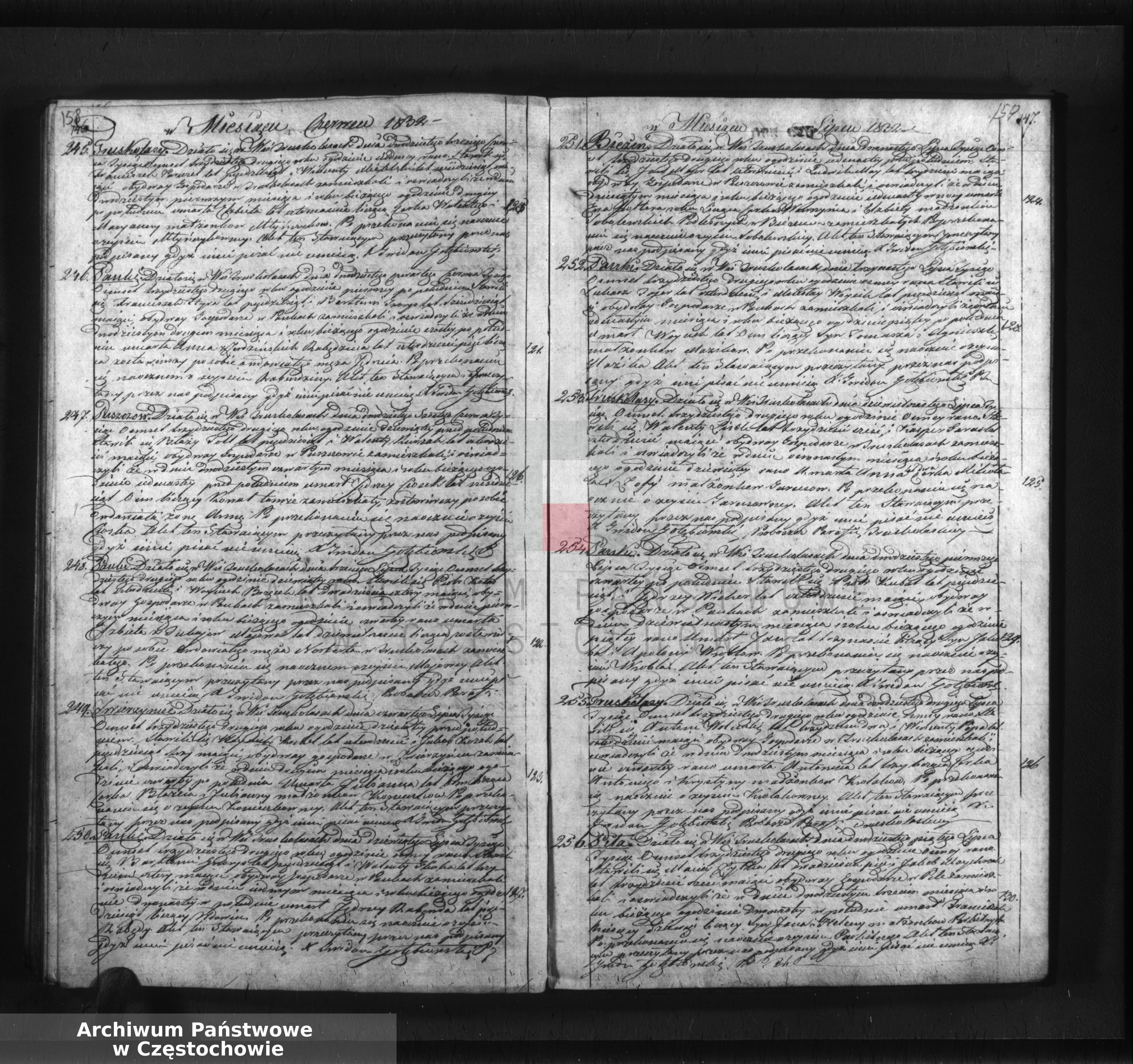 Skan z jednostki: Duplikat akt religijno cywilnych urodzenia, małżeństw, zejścia Parafii Truskolasy na rok 1832