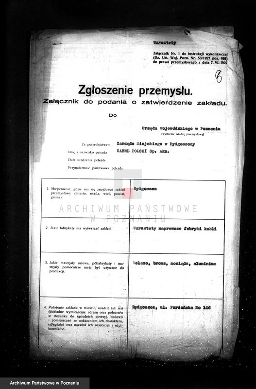 Obraz 12 z jednostki "/Projekt urządzenia zakładów mechanicznych Kabel Polski Spółka Akcyjna w Bydgoszczy/"