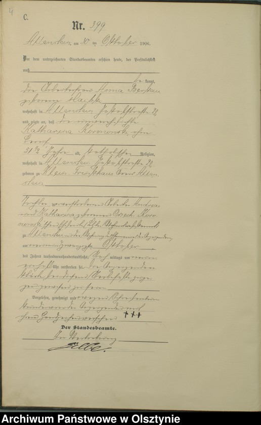 image.from.unit.number "Sterbe-Haupt-Register Tom II, Nr 398-510"