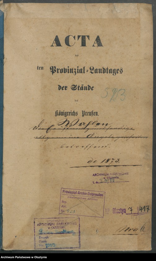 image.from.unit.number "Acta des [21]ten Provinzial-Landtages der Stände des Königreichs Preußen Wahlen"