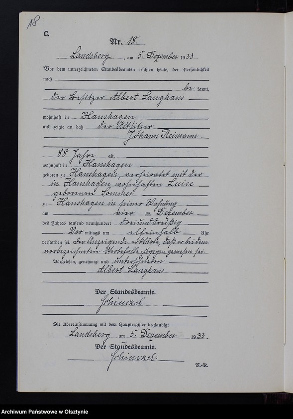 image.from.unit.number "Sterbe-Neben-Register Nr 1 - 20 [ Księga zgonów - wtóropis ]"