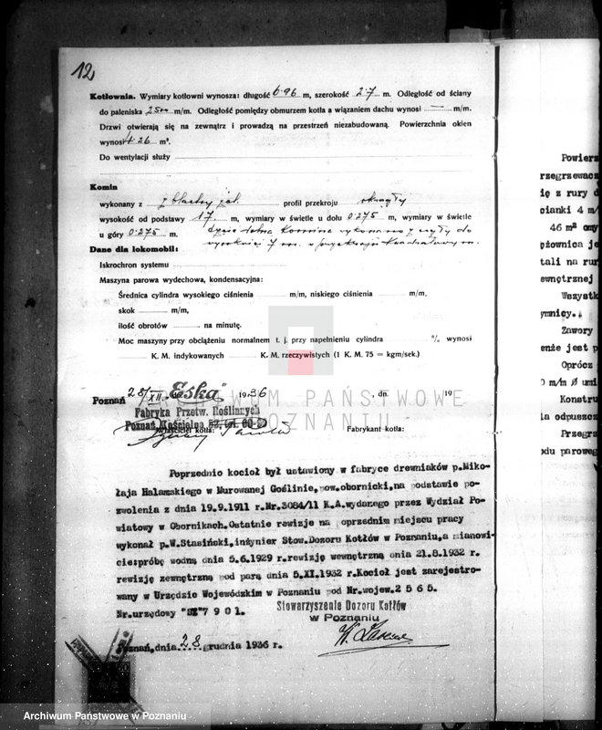 Obraz 16 z jednostki "Przetwory roślninne "Eska" I. Pazoła w Poznaniu nr woj. kotła 2565"