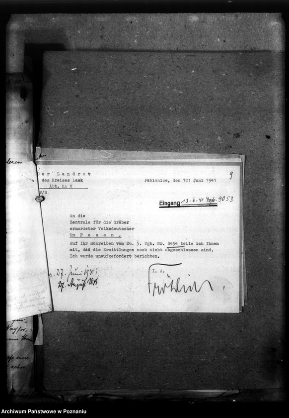 Obraz 13 z jednostki "Korespondencja w sprawie miejscowych Niemców, którzy zginęli w 1939 roku A - K"