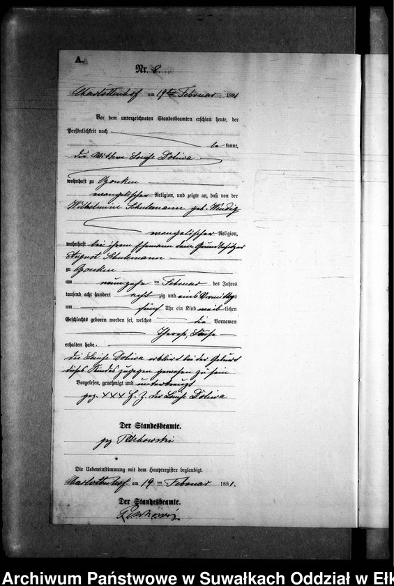 image.from.unit.number "Geburts-Neben-Register des Preussischen Standes-Amtes Gr. Strengeln Kreis Angerburg"